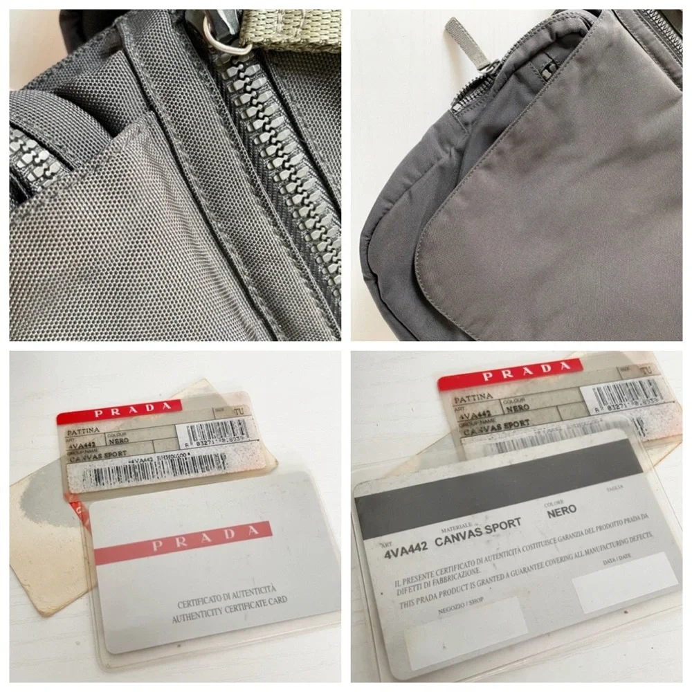Prada black canvas vintage unisex crossbody bag with pouch